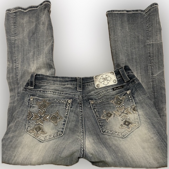 2000s Miss Me Rhinestone Cross Bootcut Jeans - Picture 3 of 9